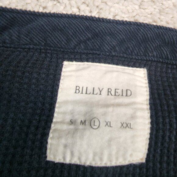 Billy Reid Men's Henley Black Size Medium Button Long Sleeve Peru Thermal USA M - Picture 4 of 6